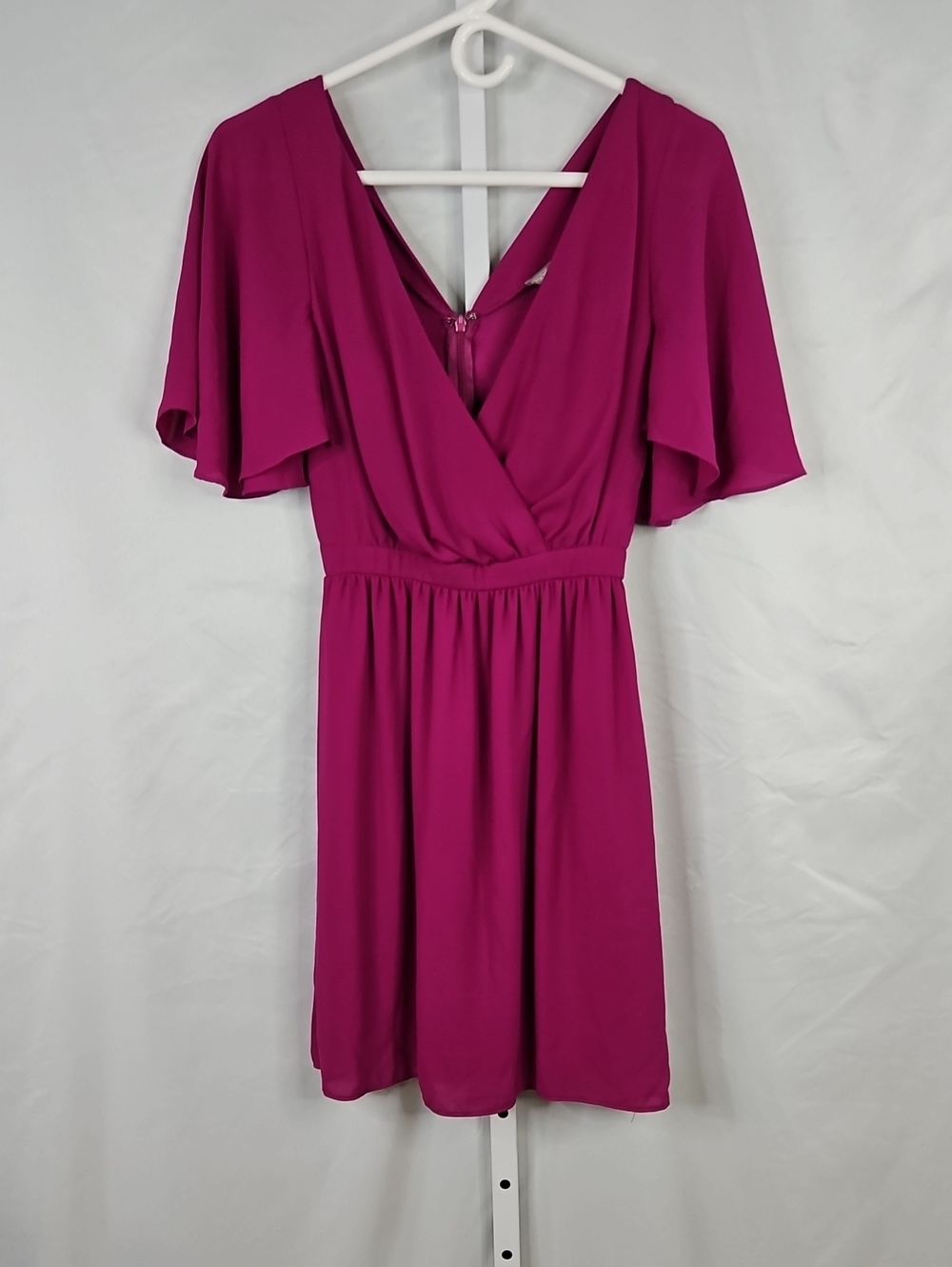 ASOS Magenta Flutter Sleeve V-Neck Mini Dress Size 2